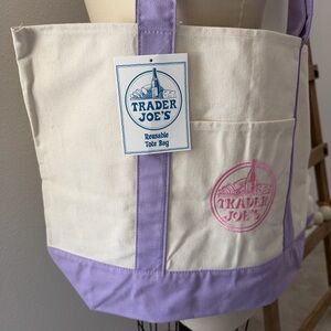 2026! Trader Joe's Limited Edition Lavender Canvas 1pc Large Tote Bag Only